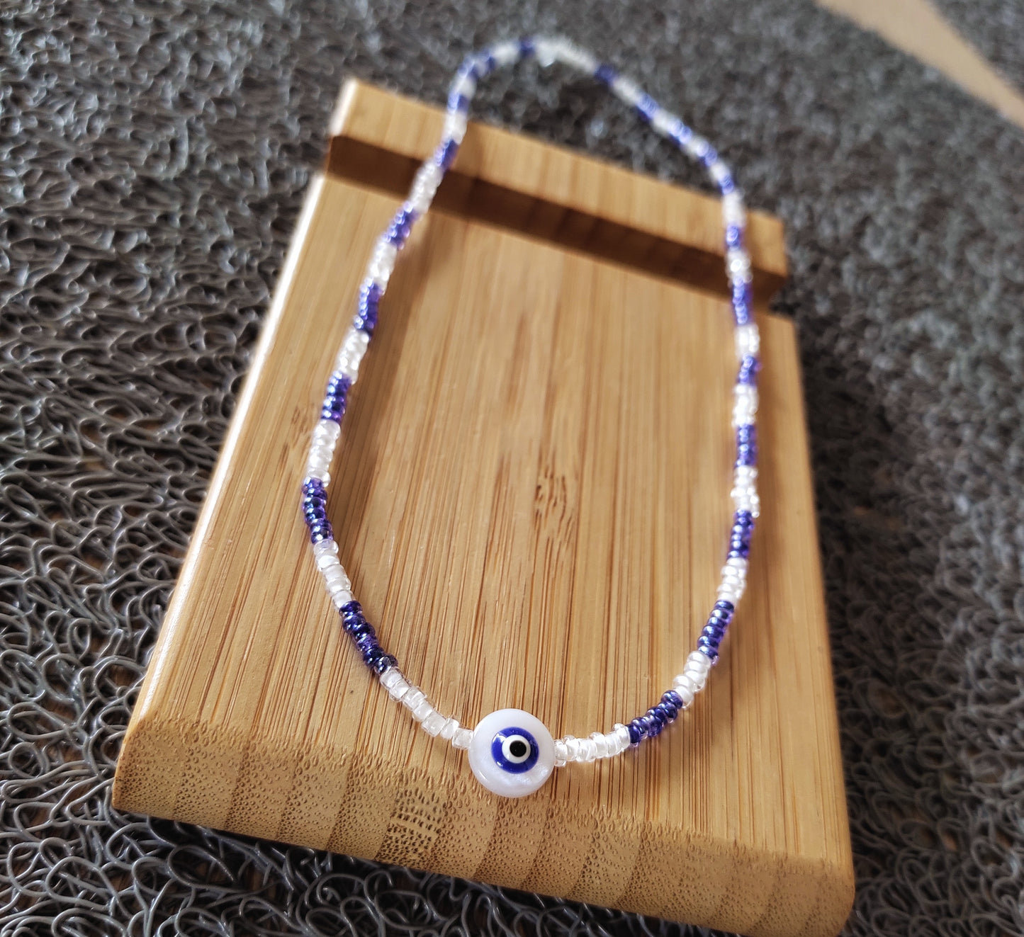 Collier Mykonos bleu foncé avec chainette d'extension