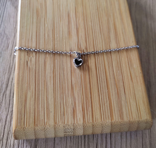 bracelet emy avec un pendentif coeur noir - argenté