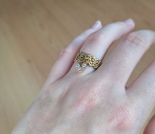 bague avec pendentif coeur - portée