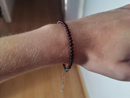 bracelet grenat - pierres naturelles de grenat avec chaine d'extension - portée