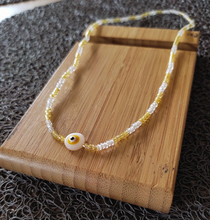 Collier Mykonos jaune avec chainette d'extension