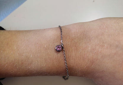 bracelet naissance mois d'octobre - rose