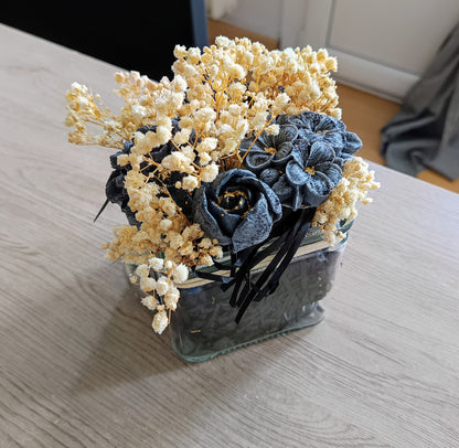 BOUQUET DE CIRE POT NOIR