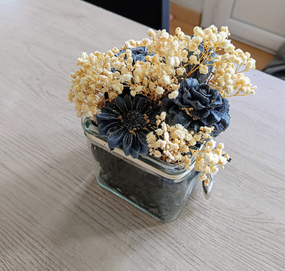 BOUQUET DE CIRE POT NOIR