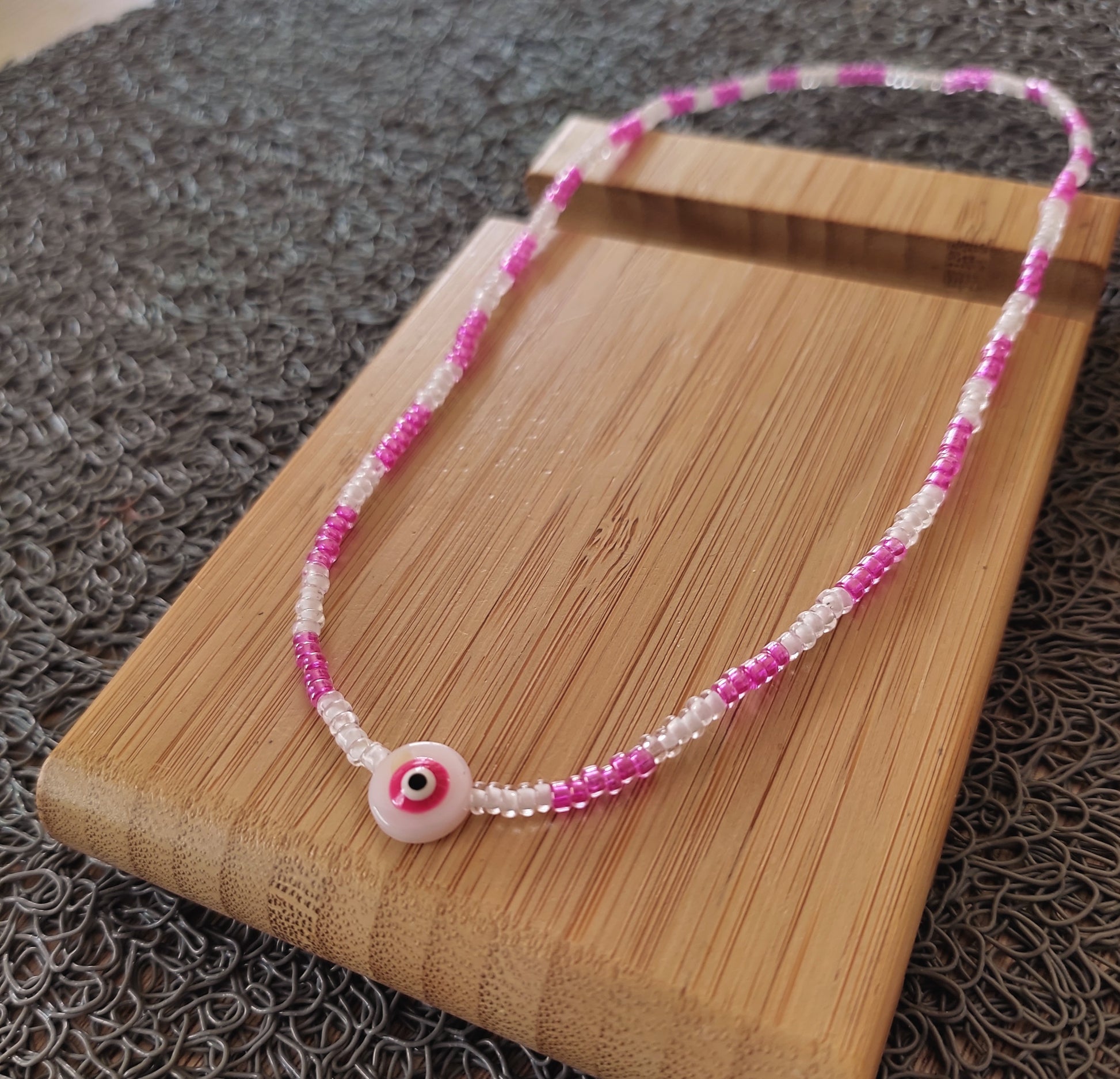 Collier Mykonos rose avec chainette d'extension