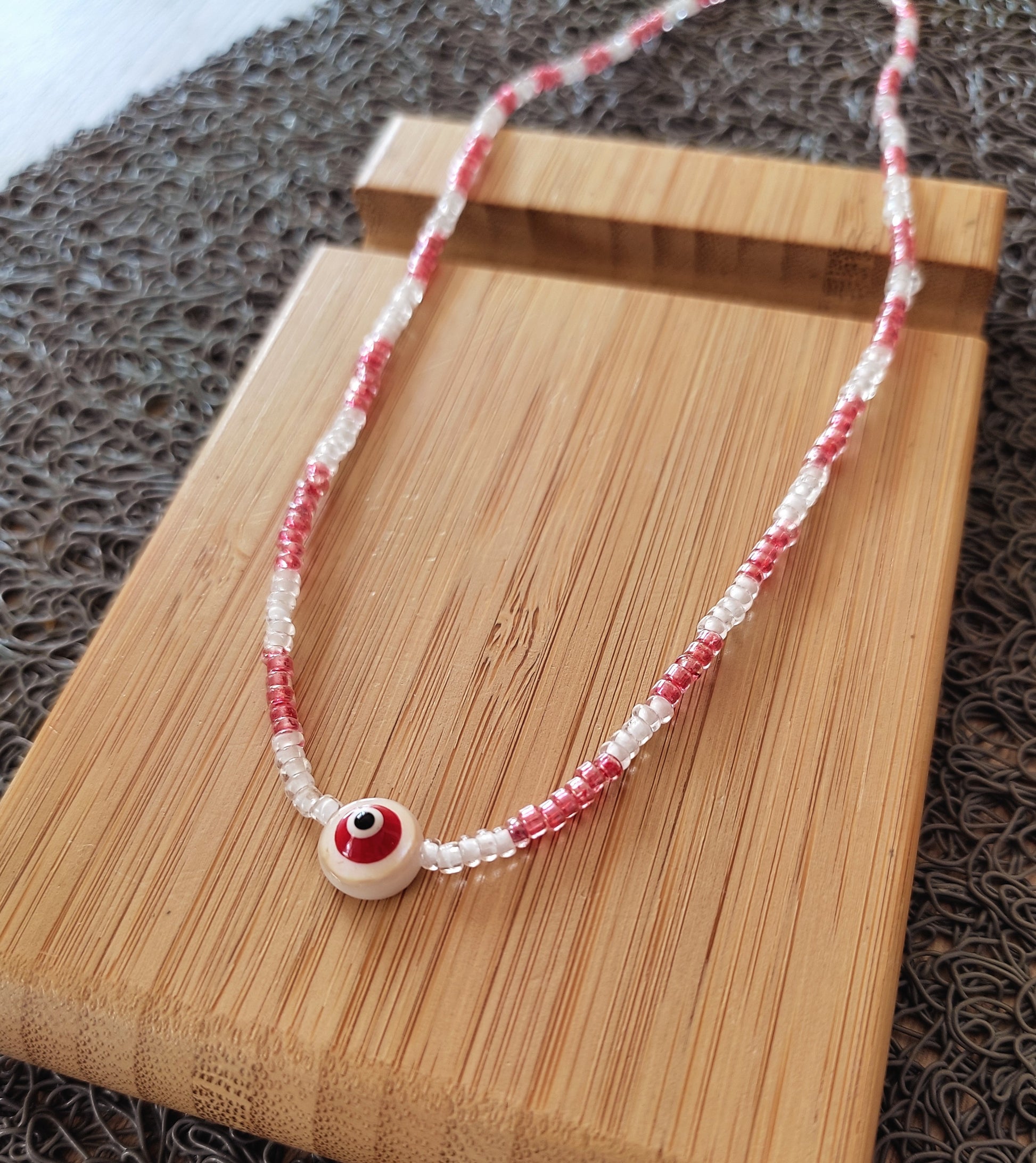 Collier Mykonos rouge avec chainette d'extension