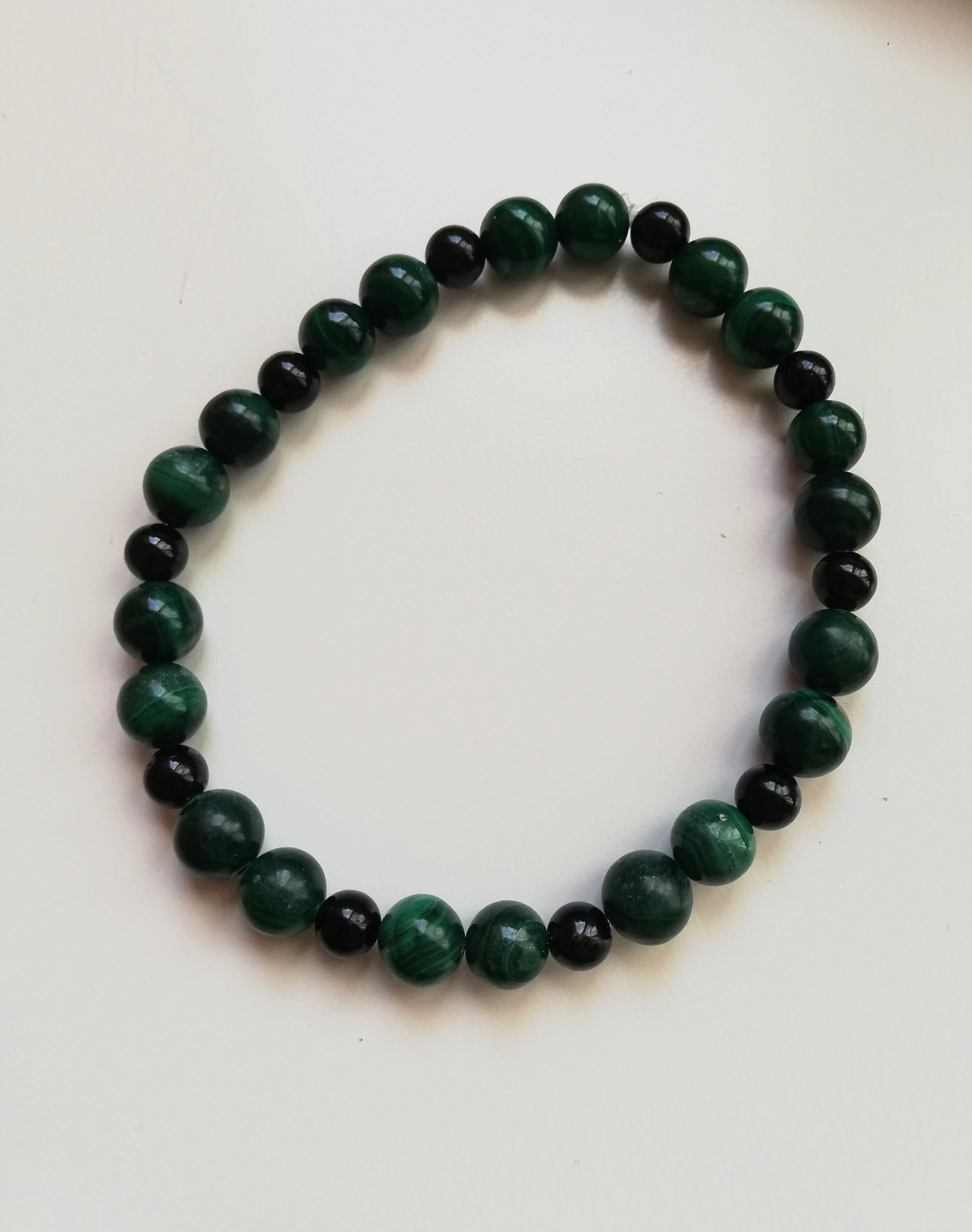 bracelet manoir - pierres naturelles de malachite et de tourmaline noire